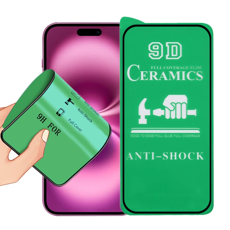 Pellicola ceramica a colla intera a schermo intero 9D, For iPhone 16 Pro Max, For iPhone 16 Pro, For iPhone 16 Plus, For iPhone 16, For iPhone 15 Pro Max, For iPhone 15 Pro, For iPhone 15 Plus, For iPhone 15