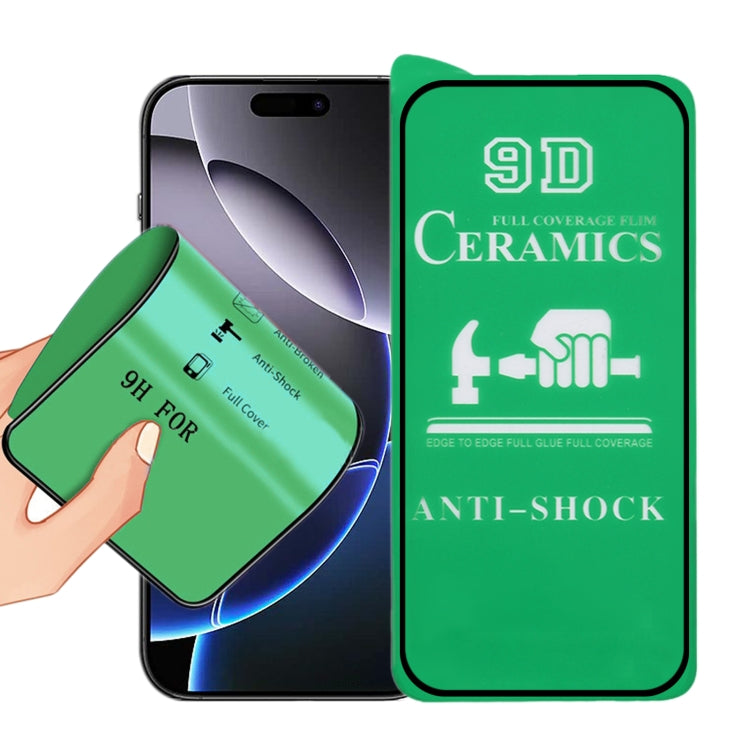 Pellicola ceramica a colla intera a schermo intero 9D, For iPhone 16 Pro Max, For iPhone 16 Pro, For iPhone 16 Plus, For iPhone 16, For iPhone 15 Pro Max, For iPhone 15 Pro, For iPhone 15 Plus, For iPhone 15